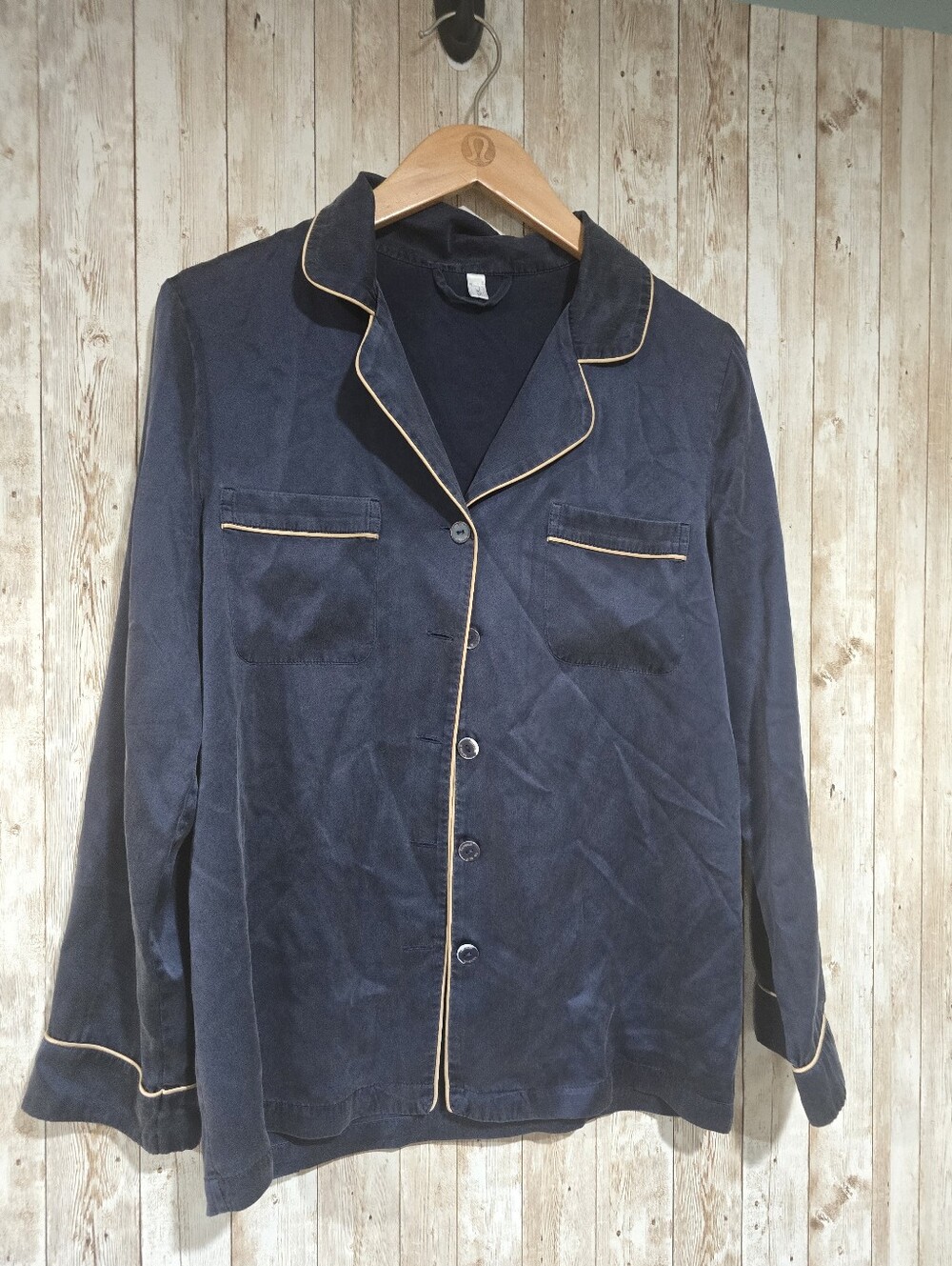Lily Silk 100% Silk Navy Quiet Luxury Minimalist Pajama Top  XS